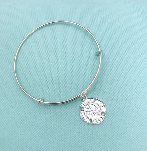 Beautiful Handcrafted Firefighters Charm  Bangle.