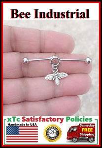 Gorgeous Queen Bee Charm Surgical Steel Industrial.