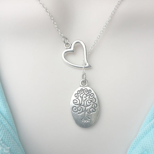 Celtic Tree of Life Silver Lariat Y Necklace.