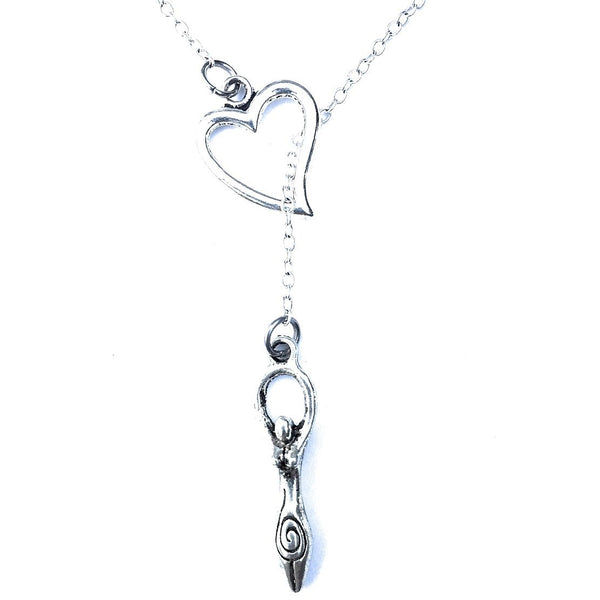 Love to be a  GODDESS Silver  Lariat Y Necklace.