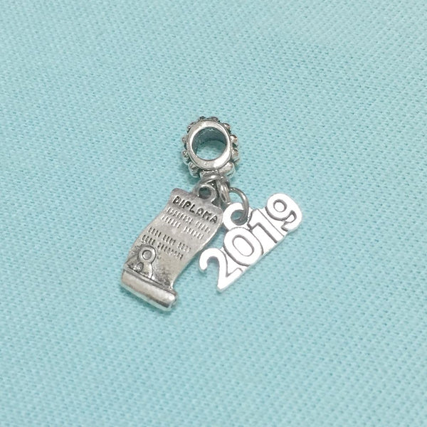Diploma Open & 2019 Silver Bead For Charm Bracelets