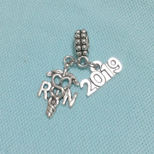 RN Caduceus & 2019 Silver Bead For Charm Bracelets