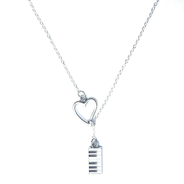 I Love Piano Silver Lariat Y Necklace.