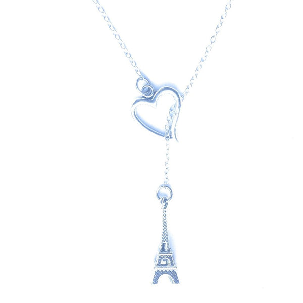 I Love Paris Silver Eiffel Tower Lariat Y Necklace.