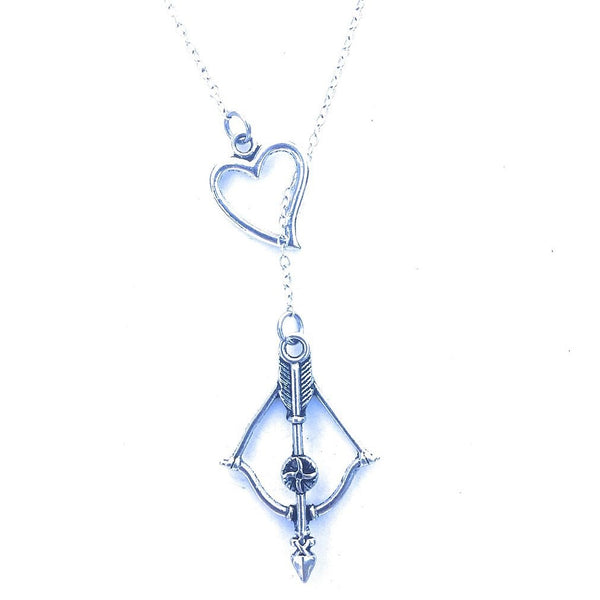 Handmade Bow n Arrow Silver Lariat Y Necklace.