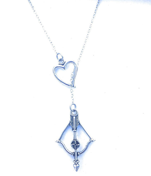 I Love Hunger Games Silver Crossbow Lariat Y Necklace.