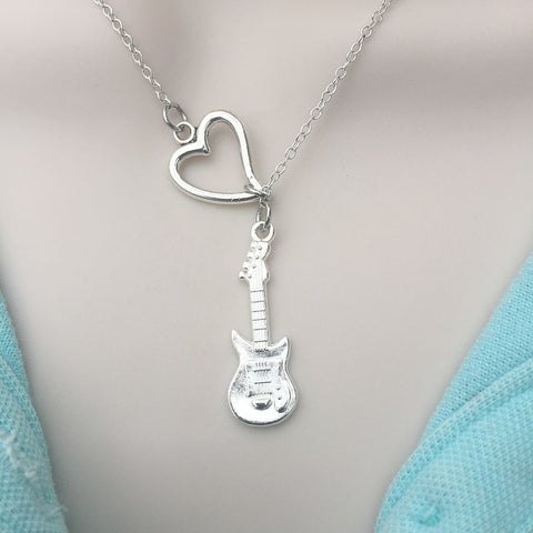 I Love Playing Guitar Silver Lariat Y Necklace.