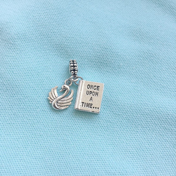 Once Upon A Time "NOVEL & SWAN" Silver Bead For Charm Bracelets