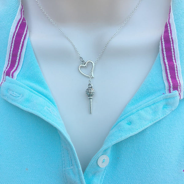Love Golf Handcrafted Silver Tee Lariat Y Necklace.