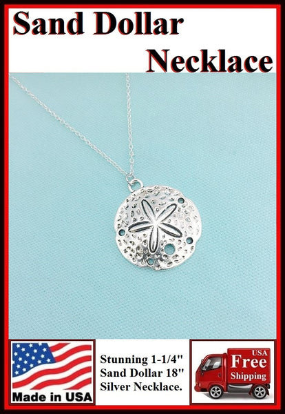Stunning 1-1/4" Silver SAND DOLLAR Charm Necklaces.