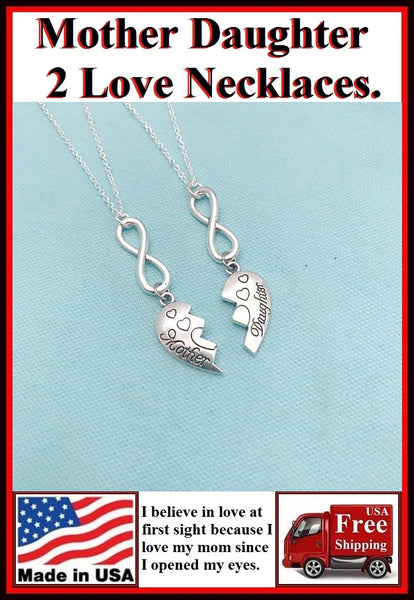 2 Mother n Daughter Love 4ever Charms Necklaces Set.