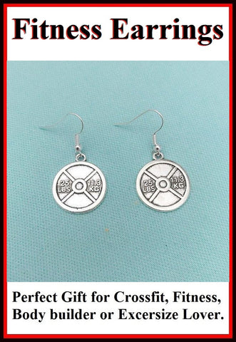 Beautiful Handcraft Weight Plate Charms Dangle Earrings.