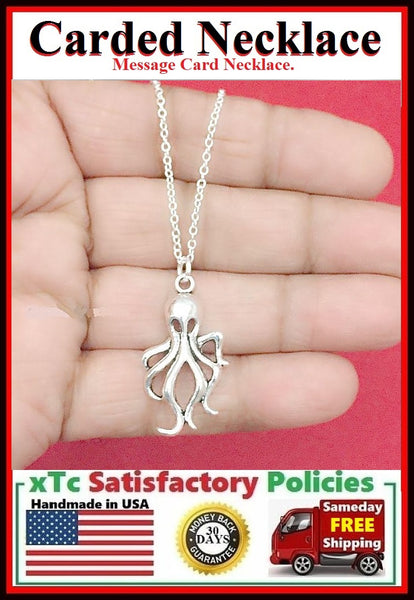 Handcrafted BFF Friend Silver OCTOPUS Charm Necklace.
