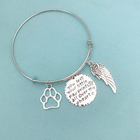 Animal Lovers: Dog Memorial Charms Expendable Bangle.