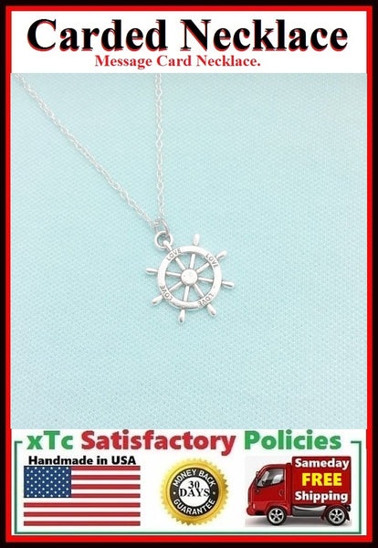 Motivational Gift; Handmade Silver Rudder Charm Necklace.