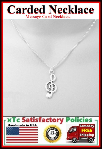 Music Lover Gift; Handcrafted Music Note Silver Charm Necklace.