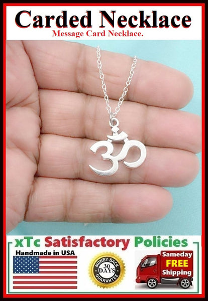 Yoga Lover Gift; Handmade Silver Indian OM Charm Necklace.