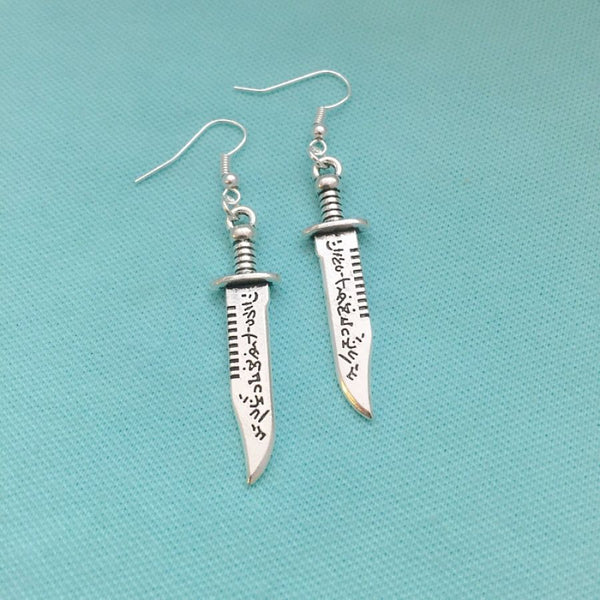 Fandom Ruby's Knife Dangle Silver Earrings.