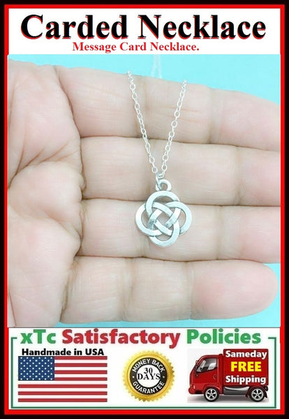 Love Knot Necklace; Handmade Silver Celtic Love Knot Charm Necklace.