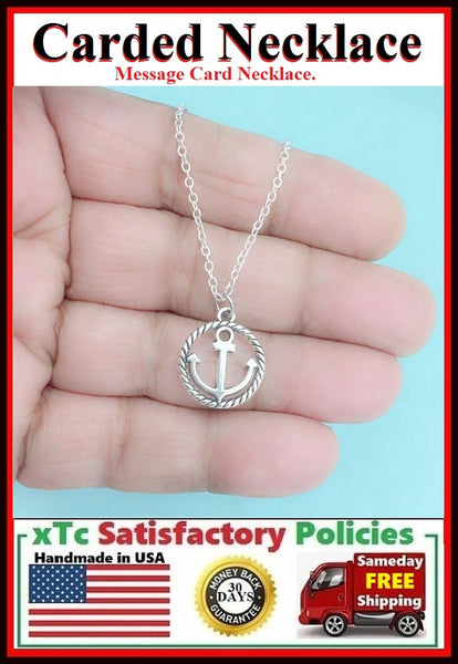 BFF Gift;  Handcrafted Silver Anchor Charm Necklace.