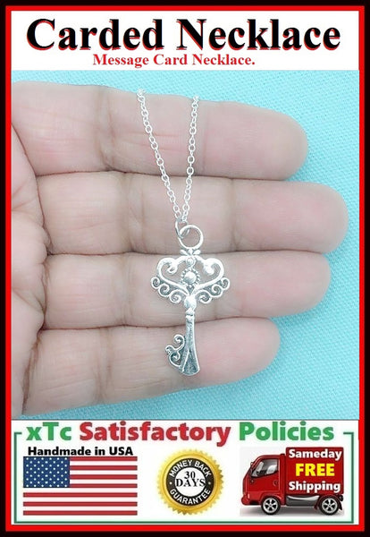 Motivational Gift; Handcrafted Master Key Silver Charm Necklace.