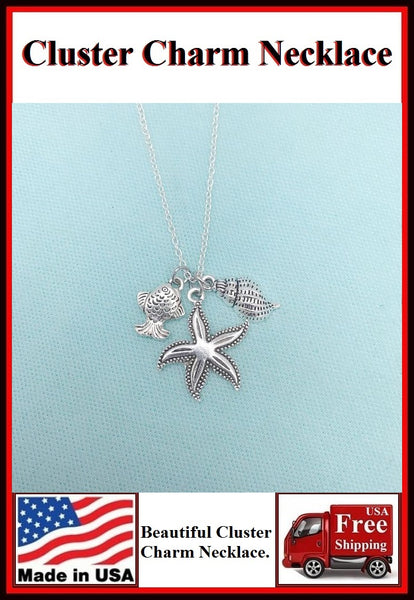 Stunning Starfish Cluster Charm Necklaces. #2