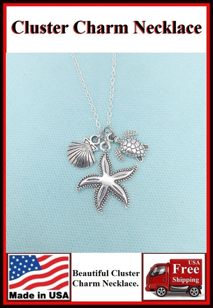 Stunning Starfish Cluster Charm Necklaces. #3