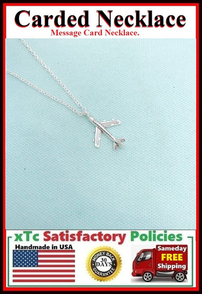 Travel Gift; Handcrafted Silver Airplane Charm Necklace.