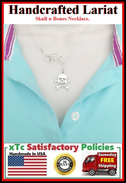 Skull n Bones Handcrafted Necklace Lariat Style.