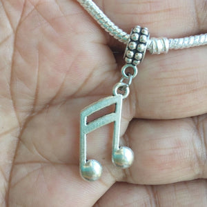 Music Lovers Music Note Silver Bead For Charm Bracelet