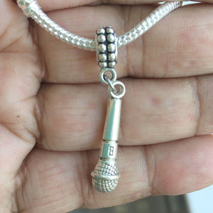 Music Lovers Microphone Silver Bead For Charm Bracelet