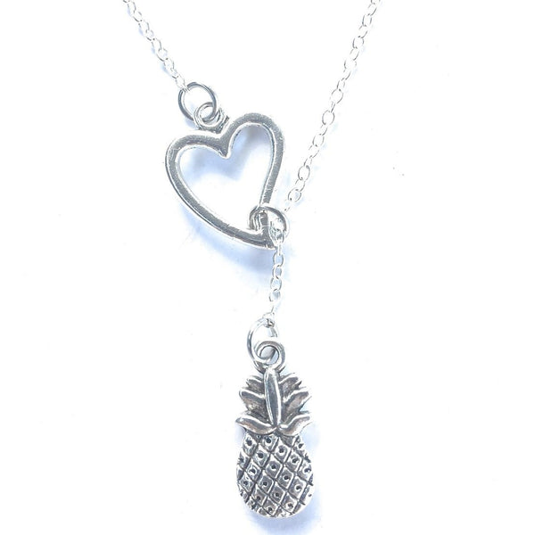 Welcome Hospitality Symbol Silver Pineapple Lariat Y Necklace.
