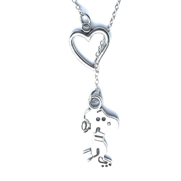 I Love Cute Snoopy Silver Lariat Y Necklace.
