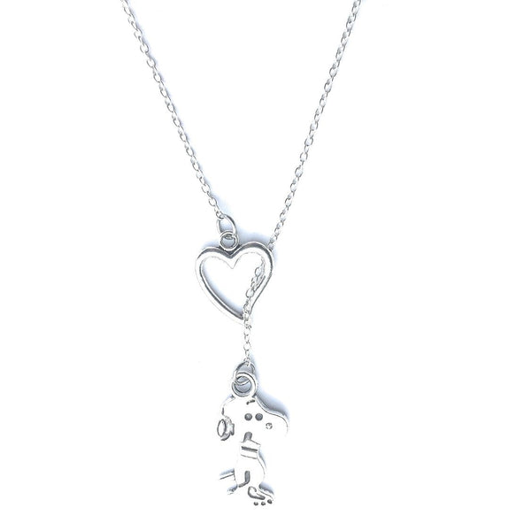 I Love Cute Snoopy Silver Lariat Y Necklace.