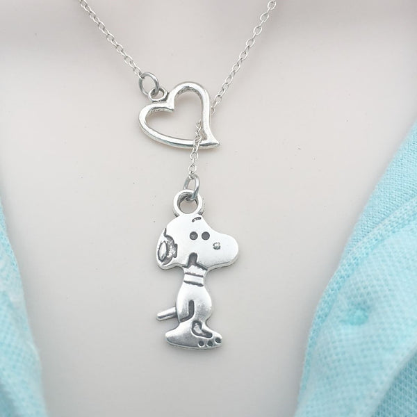 I Love Cute Snoopy Silver Lariat Y Necklace.