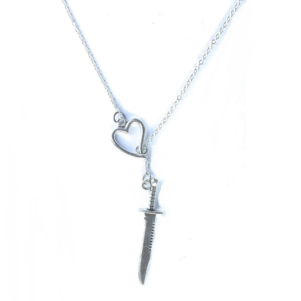 Fandom Demon Killing Knife Silver Lariat Y Necklace.