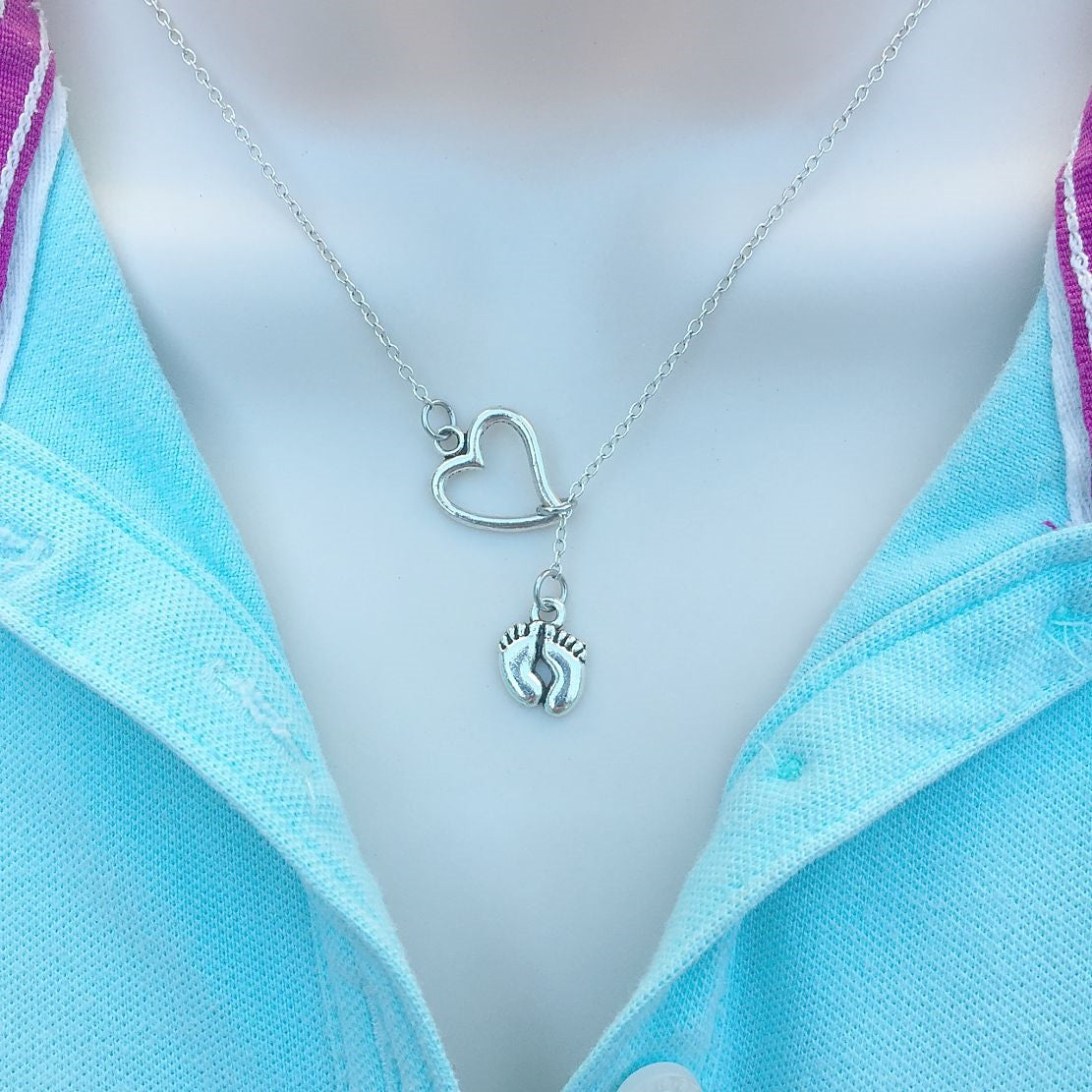 Newly Mom: I love My Baby Silver Lariat Y Necklace.
