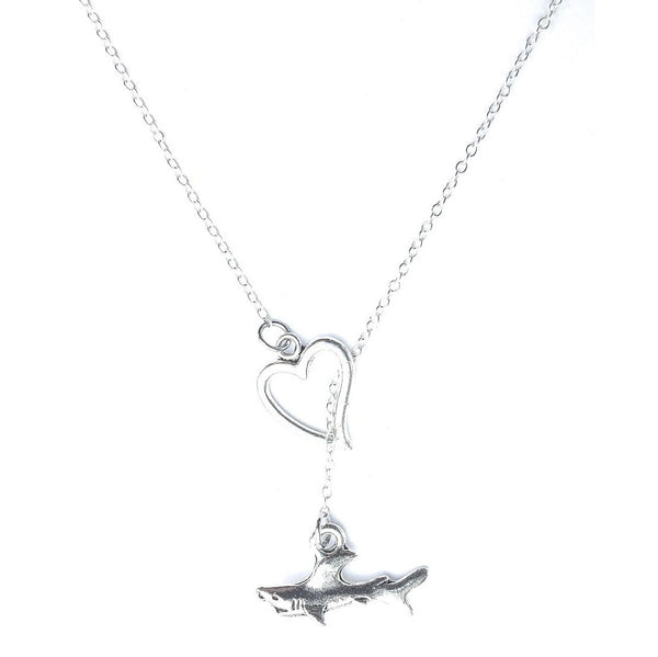 Love Tiger Shark Silver Lariat Y Necklace.