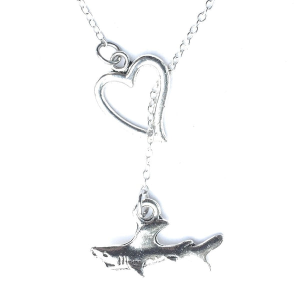 Love Tiger Shark Silver Lariat Y Necklace.