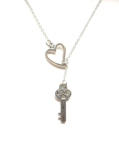Key To My Heart Silver Love Key Lariat Y Necklace.