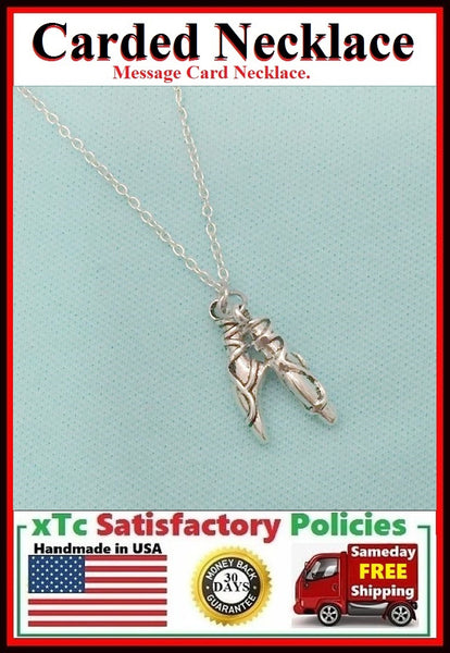 Ballerina Gift; Handcrafted Silver Ballet Pointe Shoes Charms Necklace.