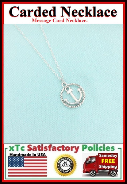 BFF Gift;  Handcrafted Silver Anchor Charm Necklace.