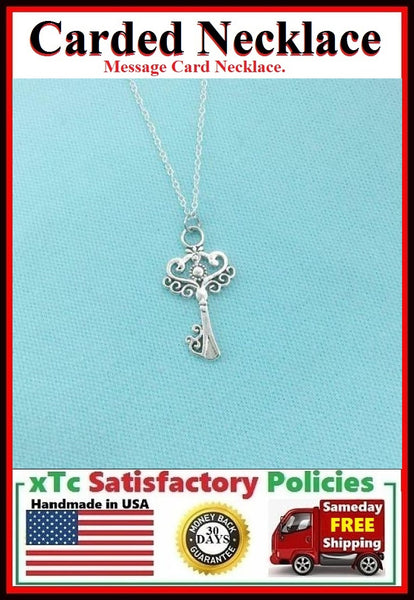 Motivational Gift; Handcrafted Master Key Silver Charm Necklace.