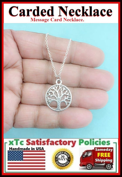 Divine Gift; Handcrafted Silver Tree of Life Charm Necklace.