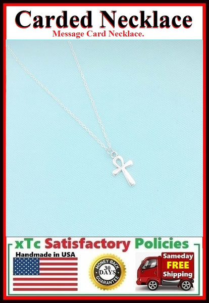 Eternal Life Gift; Handcrafted Silver Egyptian Ankh Charm Necklace.