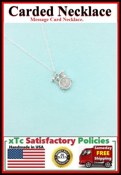 Drummer Gift; Handcrafted Silver Drum Set Charm Necklace.
