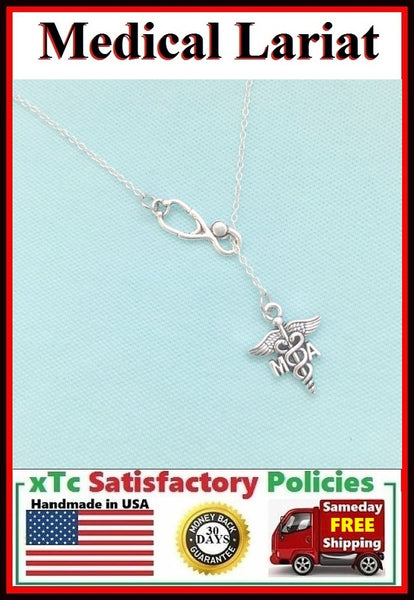 Stethoscope and MA (Medical Asst.) Symbol Necklace Lariat Style