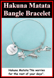HAKUNA MATATA Charms Expendable Bangle Bracelet.