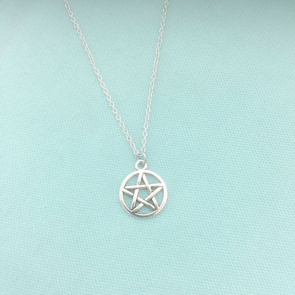 5/8" PENTACLE PENTAGRAM Silver Charms Necklace