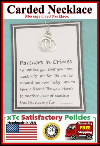 BF Gift; Handcrafted Partner in Crimes Handcuff Charm Necklace.